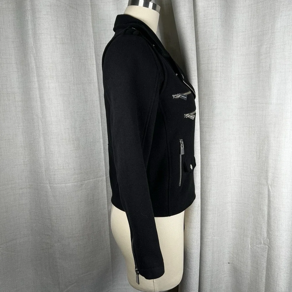 Anine Bing Women's Medium Felt Moto Classic Jacket Black Biker Zippers Punk Rock